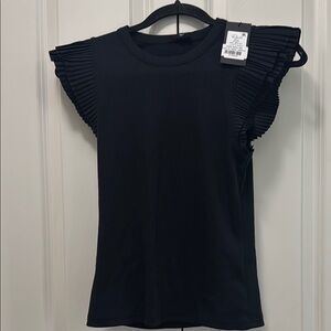 Rails Black Fitted Pleated T-Shirt
